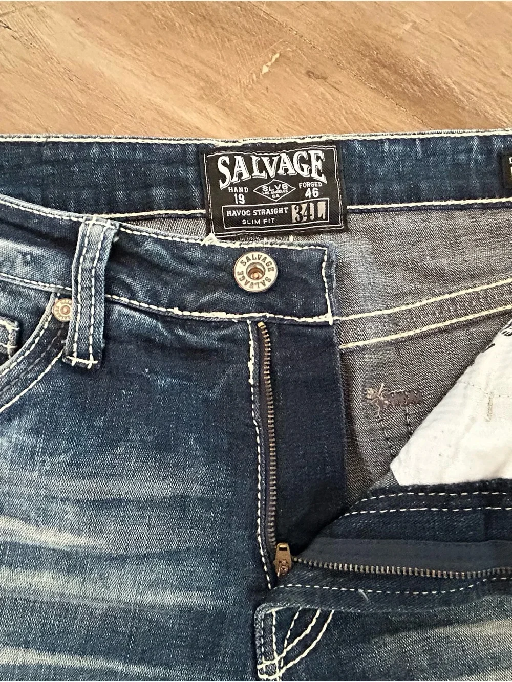 Salvage Men's Distressed Blue Slim-Straight Jeans